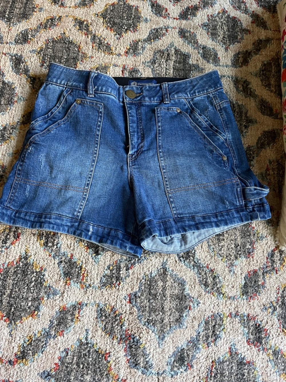 Democracy Blue Denim Utility Shorts with Front Pocket Details